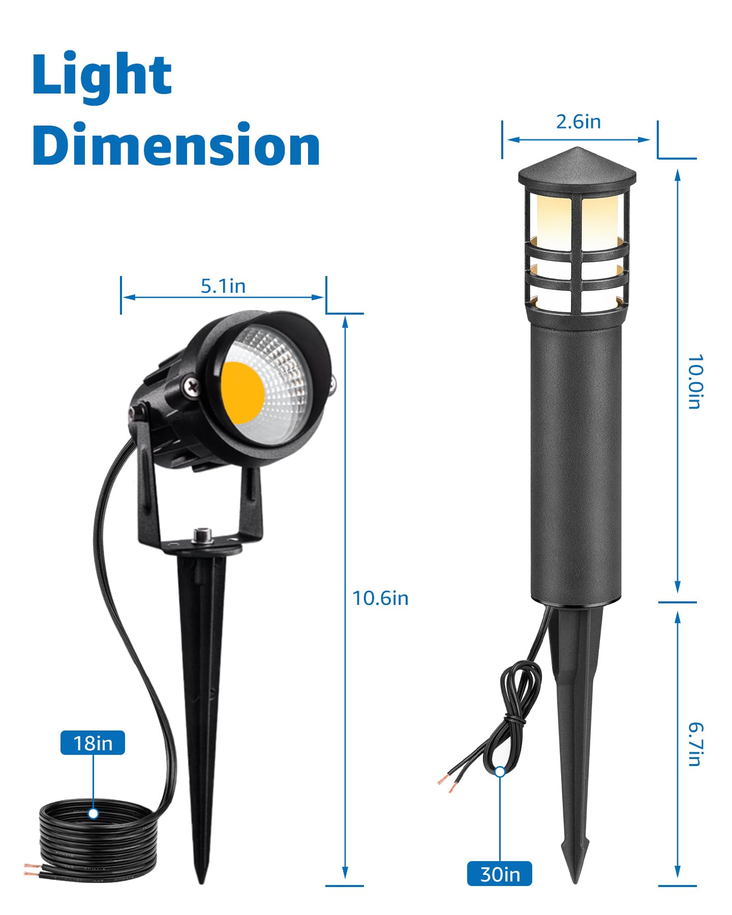 SUNVIE 12-Pack Low Voltage Landscape Lighting Kit LED Bollard Pathway Lights Wired with Spotlights for Garden, Path, Yard, Patio, Cast-Aluminum, IP65 Waterproof, 12-24V AC/DC, 3000K Warm White, Black