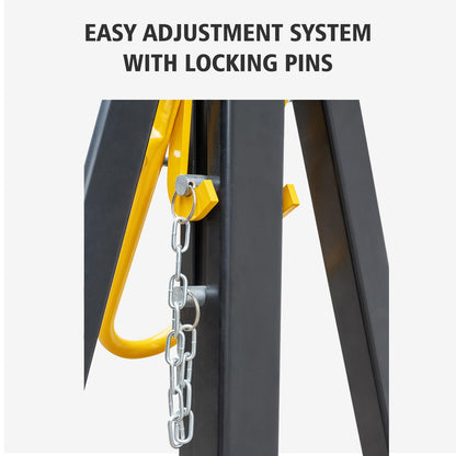 ExploreHorizon Adjustable Gantry Crane, 2 Ton Portable Lift Hoist with Height Range of 97" to 141", 4400 Lbs Load Capacity, Perfect for Factories, Construction Sites, Warehouses, and Auto Repairs
