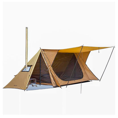 POMOLY Camping Hot Tent Bushcraft Tents, STOVEHUT 70 3.0 Shelter with 2 Tarp Poles and 2 Tent Poles for 1-2 Person Hiking, Backpacking (with a Fireproof Ground Sheet)