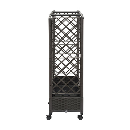 TFCFL Planter with Trellis Raised Garden Beds,Trellis Planter Self-Watering Box with Wheels,Outdoor Vegetable Flower Privacy Planter Box for Backyard Balcony Patio