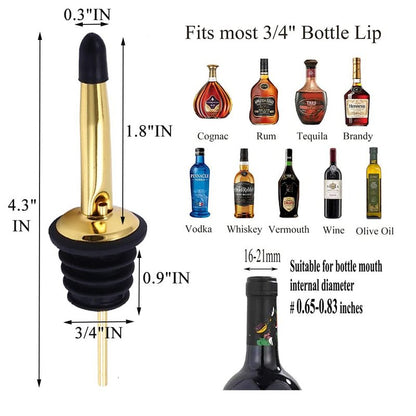 Pafusen 12 Pack Liquor Bottle Pourers, Liquor Pour Spout for Liquor Bottles, Stainless Steel Olive oil Dispenser Spout, Alcohol Pourer Spouts Dust Caps Covers, Gold
