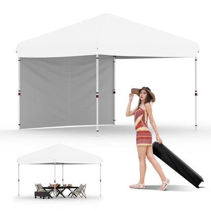 GarveeHome 10x10 Pop Up Canopy Beach Tent with Removable Sidewall UPF 50+ Waterproof, Tents for Camping & Parties, Gazebo Outdoor Canopy Tent, Easy Setup in Center Lock One Push Instant, White