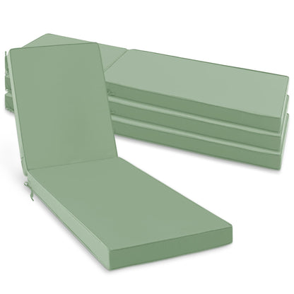 Summsun Chaise Lounge Cushions Outdoor Set of 4 - Waterproof and Fade Resistant Sun Lounger Replacement Cushions - Patio Lounger Pads with Removable Cover for Pool, Deck, 80 x 26 x 3 Inch, Sage Green