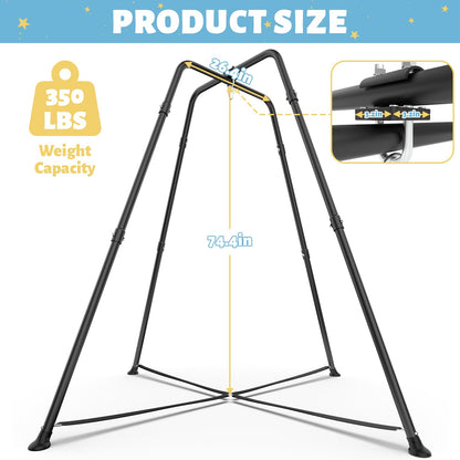 Swing Stand Frame with Sensory Swing Pod Chair, X-Shaped Swing Set, Metal Hammock Chair Stand for Adults Indoor and Outdoor 330LBS (Patterned-Star Blue)