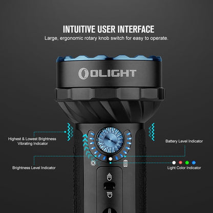 OLIGHT Marauder Mini 7,000 Lumens Bright Flashlight with 600 Meters Beam Distance, Powerful RGB Lights, Magnetic Rechargeable for Outdoors Work, Hunting, and Searching(Black)