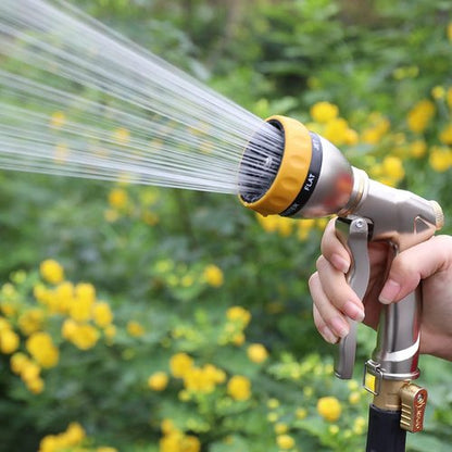 FANHAO Heavy-Duty Metal Garden Hose Nozzle - 7 Spray Patterns for Watering, Car Washing & Pet Showering