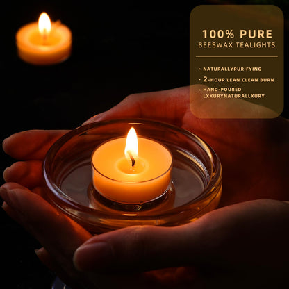 Uniteland Beeswax Tealight Candles, 60 Pack Pure Natural Beeswax Meditation Candles for Home, Organic Unscented Tea Lights for Essential Oil Burners, Party,Smokeless,Non Toxic,Yellow,2-Hour