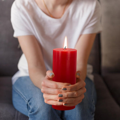 Red Pillar Candles - Unscented Pillar Candles Set of 3 - Dripless, Smokeless for All Occasions (3” W x 3”, 4”, and 6” H), Enjoy Over 150 Hours of Total Burn Time
