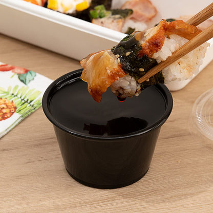 Restaurantware RW Base 4 Ounce Sauce Cups 2000 Microwave-Safe Condiment Cups - Crack-Resistant Disposable Black Plastic Portion Cups For Samples Sauces Or Toppings Lids Sold Separately