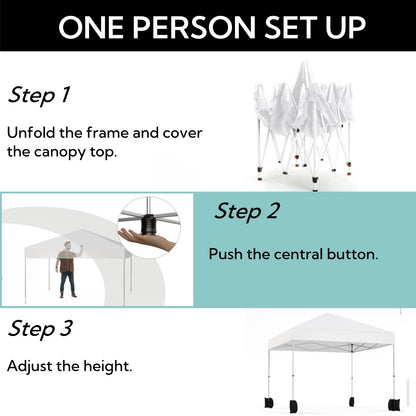 Hipicute Pop Up Canopy Tent 10x10ft, 1-Person Setup Instant Tent Shelter, Portable Commercial Outdoor Canopies w/Roller Bag, 4 Weight Bags 4 Ropes & 8 Stakes for Beach Events Parties Camping, White
