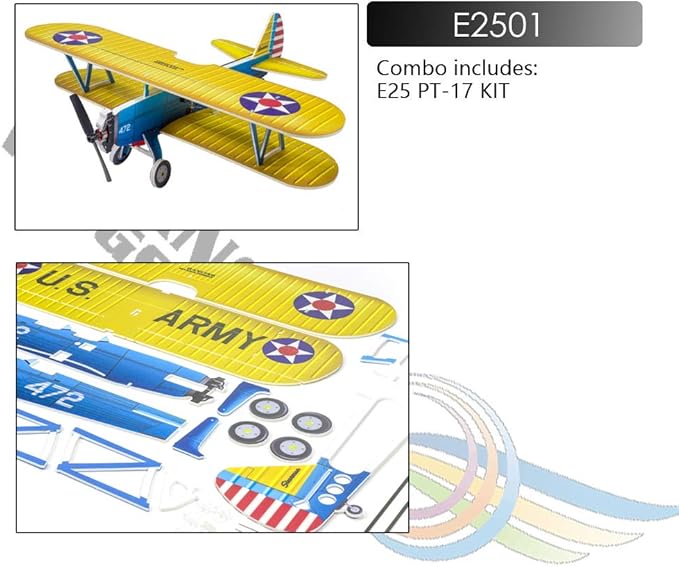 4CH Micro 450mm RC Foamy Indoor Outdoor Biplane Stearman PT-17 Kaydet (E2501)