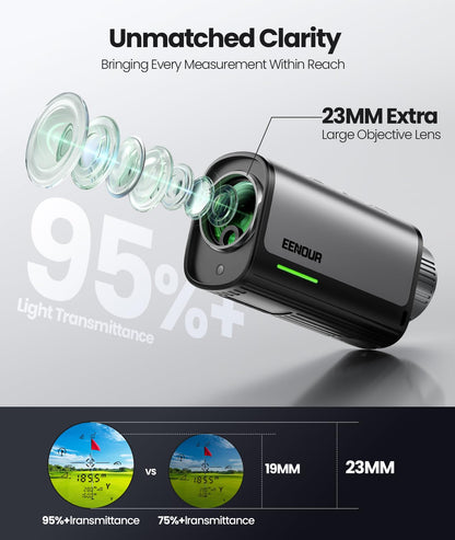 EENOUR Golf Range Finder with Slope, 1200 Yards Golf Laser Rangefinder,Compact RangeFinder Golf with Pole Lock Vibration,7X Magnification,23MM Large Objective Lens,Rechargeable IP54 Waterproof(Black)