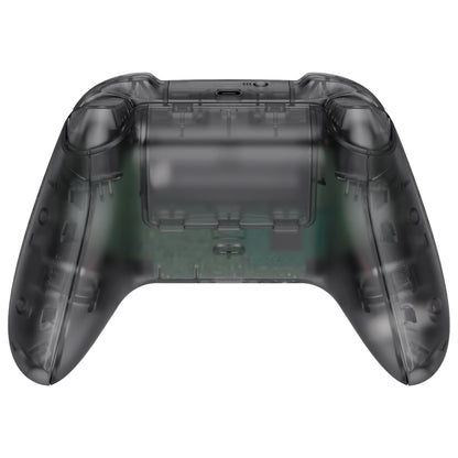 eXtremeRate Full Set Shell Buttons for Xbox Series X & S, Clear Black Replacement Side Rails Grips Front Back Plate Cover for Xbox Core Wireless Controller [Controller NOT Included]