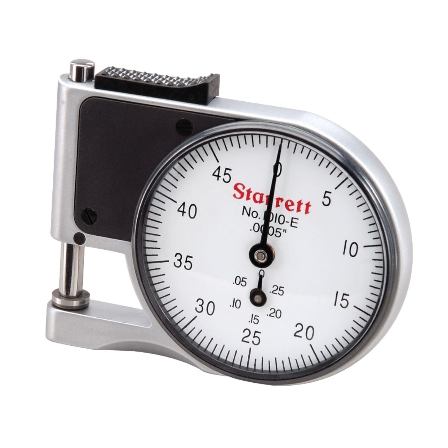 Starrett Dial Indicator Pocket Thickness Gage with Chrome Plated Case for Materials up to 3/8" Thick - 0-.375" Range, 0-100 Dial Reading, .001" Graduation - 1010Z