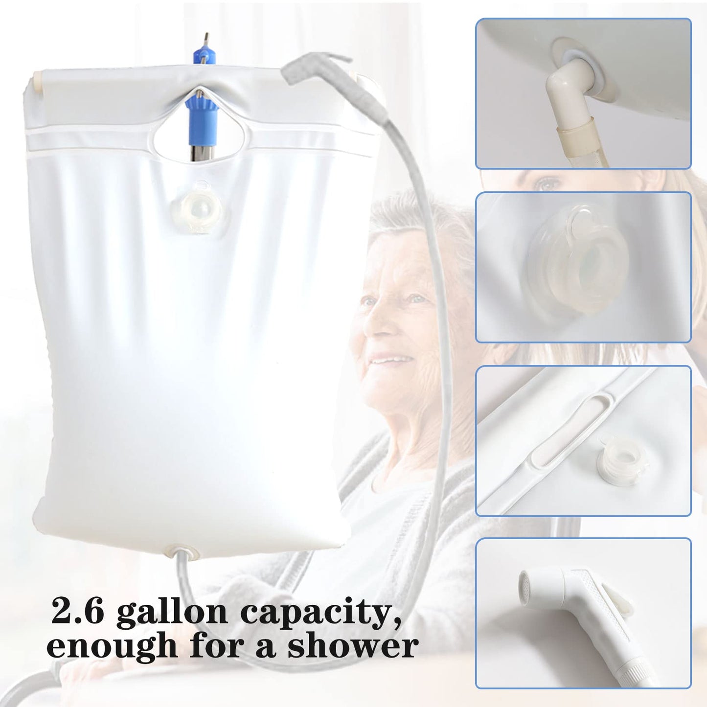 Timisea Medical Inflatable Bathtub, Portable Bed for Geriatric, Elderly, Disabled Bedridden Patients, Handicapped, Air Pump Adult PVC Bathtub with Water Bag Air Pillow, Bath in Bed (Double Layer)