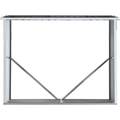 YOPTO 68" Galvanized Steel Firewood Rack,Log Holder with Roof,Storage Shed w/Vents,Backyard Garden Patio Porch for Shovels,Umbrellas,Antennas,Escalators,Dark Gray