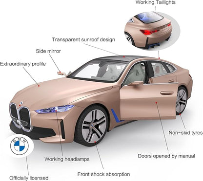 RASTAR BMW i4 Remote Control Car 1/14 BMW i4 Concept RC Toy Car Golden BMW Model Car Diecast for Kids Boys Adults