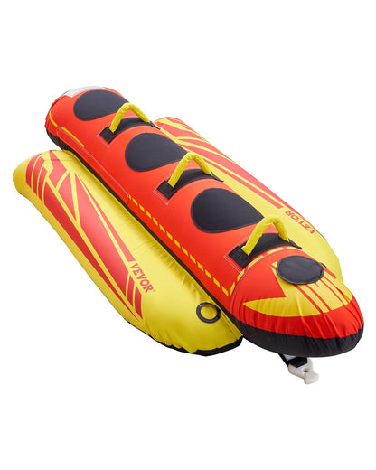 VEVOR Towable Tubes for Boating, 1-3 Riders Inflatable Boat Tubes and Towables, 510lbs Capacity Hot Dog Water Sport Tube for Boat to Pull - with Full Nylon Cover, Padded Handles & Speed Safety Valve