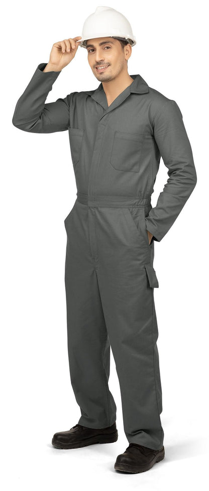 NY Threads Men’s Twill Coverall Relaxed Fit Long Sleeve Utility Work Wear, Small, Grey