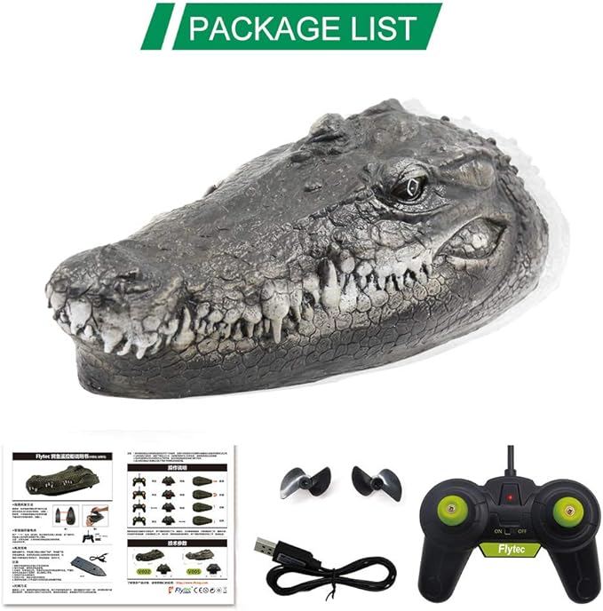 GoolRC Flytec V005 RC Boat 2.4G Remote Control Electric Racing Boat for Pools with Simulation Crocodile Head Spoof Toy