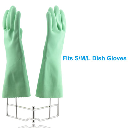 LEKUSHA Stainless Steel Dish Gloves Holder, Space-Saving Drying Rack, Silver