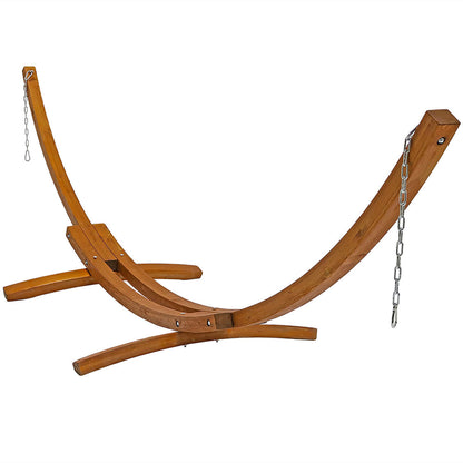 Sunnydaze Curved Wood Hammock Stand Only - 2-Person Wooden Hammock Stand for Outside with 400-Pound Capacity- 13-Foot