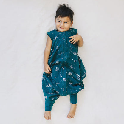 Woolino 4 Season Baby Sleep Bag or Sack with feet, Australian Merino Wool and Organic Cotton, Toddler Sleeping Bag, 18-36m, Space (Glow In The Dark)