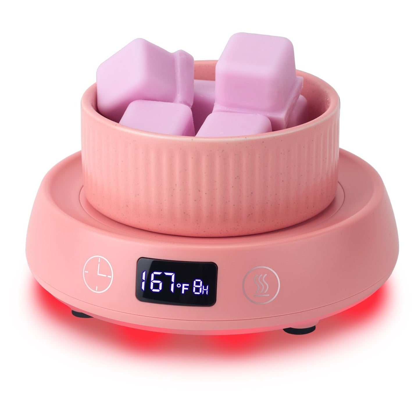 Lyty 4-in-1 Wax Melt Warmer, Candle Warmer with Delay Start Timer, Fragrance Scented Wax Melter Wax Cube Warmer with 3 Color Light for Home Bedroom Spa Office, 8H Auto Shut Off (Pink)
