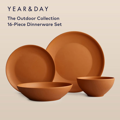 Year & Day Outdoor 16 Piece Plant Derived Dinnerware Set, Dish Set for 4