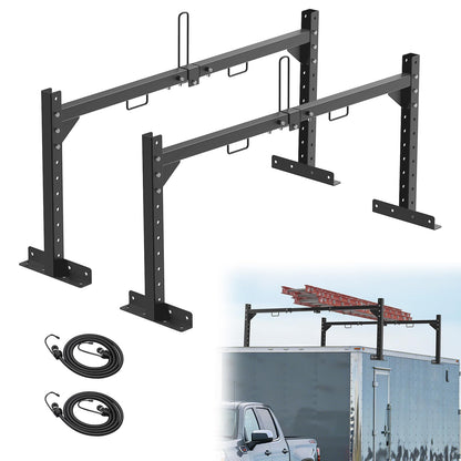 Universal Trailer Ladder Rack, Heavy Duty Adjustable Roof Ladder Rack for Enclosed & Open Trailers, 52.6"-88.4" W & 6.5"-23.5" H Adjustable, 400 lbs Capacity, Rustproof Steel with Ladder Stoppers