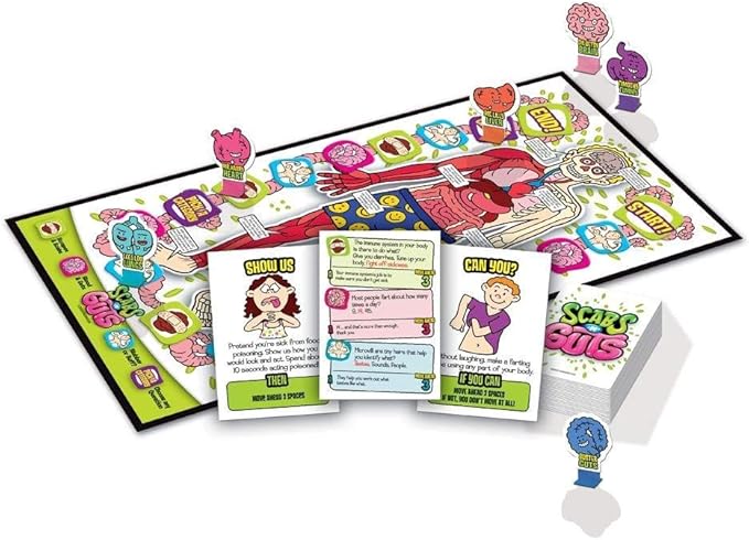 Scabs ‘N’ Guts Educational Board Game – Learning has Never Been Such yucky Fun! – for 2 or More Players Ages 6 and up