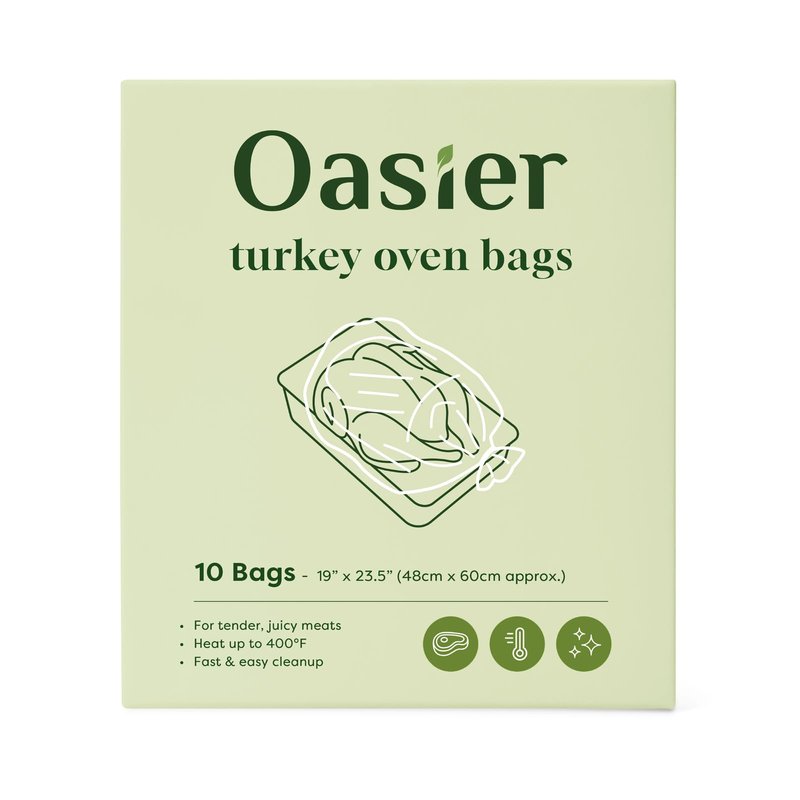 Oasier Oven Bags, Holds Up to 8 Pounds, 25 Count, Large Size 16" x 17.5", Roasting Bags for Oven Cooking & Baking, Easy Clean Lock in Flavor & Moisture