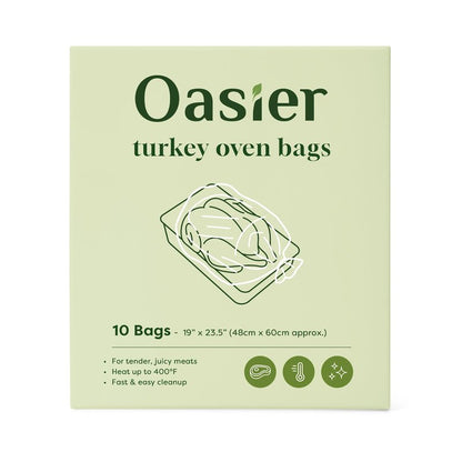 Oasier Oven Bags, Holds Up to 8 Pounds, 25 Count, Large Size 16" x 17.5", Roasting Bags for Oven Cooking & Baking, Easy Clean Lock in Flavor & Moisture