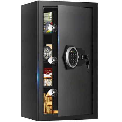 5.3 Cub Large Fireproof Safes for Home, Digital Home Security Safe Box Fireproof Waterproof with Combination Lock and 3 Removable Shelves, Anti-Theft Fire Proof Safe for Document Money Valuables
