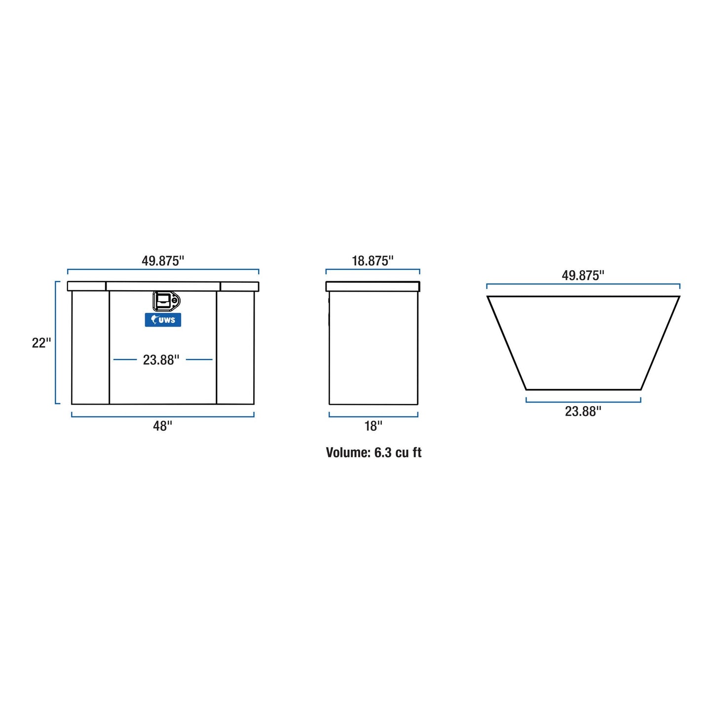 UWS EC20431 49-Inch Heavy-Wall Aluminum Trailer Tongue Tool Box, RigidCore Lid