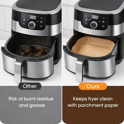 Disposable Air Fryer Parchment Liners, 50 Count Square Nonstick Inserts, Prevent Sticking & Grease Buildup