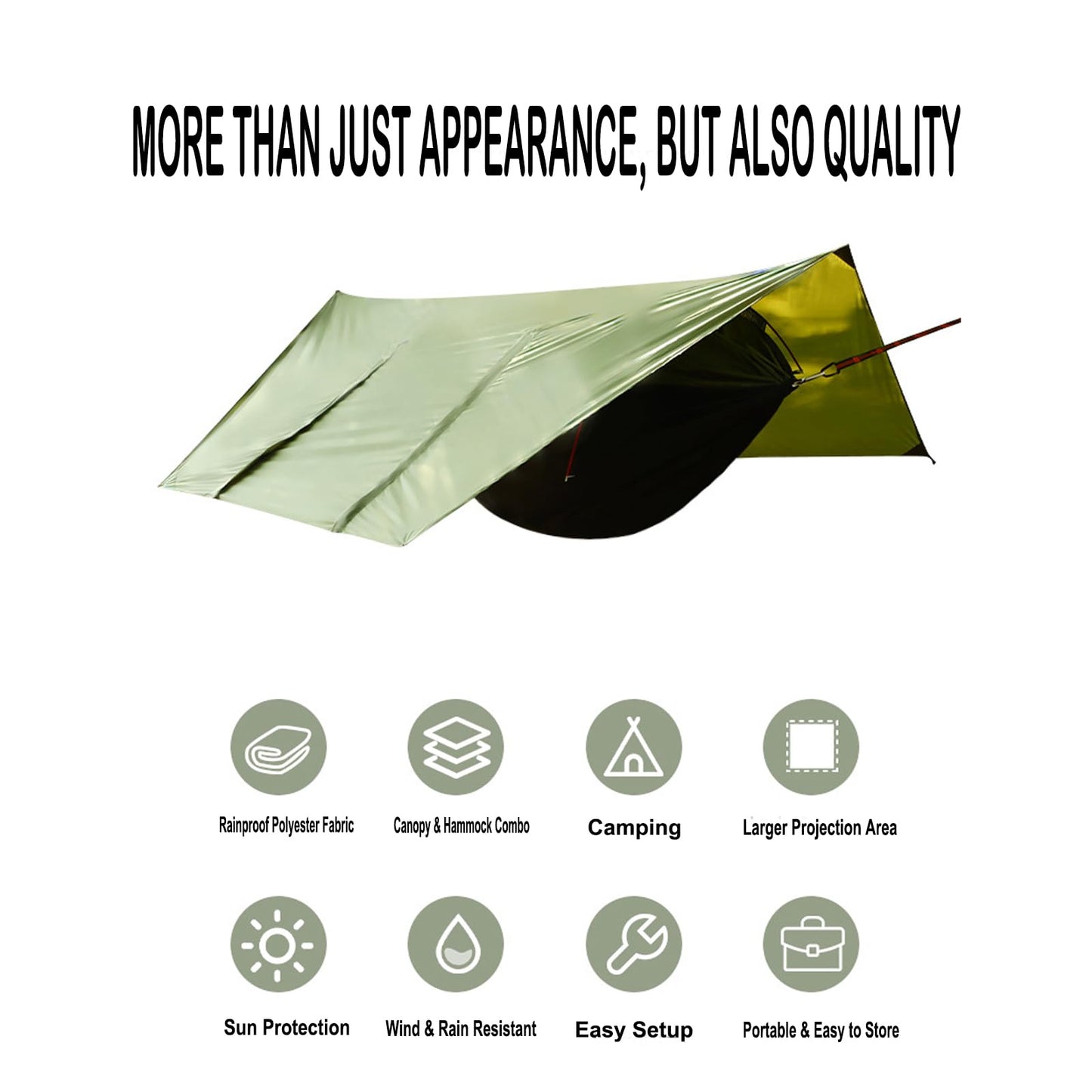 3-in-1 Camping Hammock Tent with Rain Fly, Quick-Zip Door & Curved Poles – Lightweight Shelter with Mosquito Net