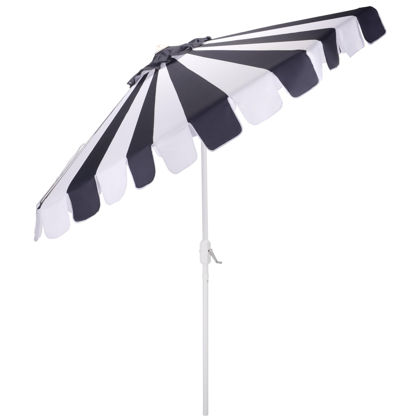 SAFAVIEH Outdoor Patio Furniture Collection – Meze 9 Ft Crank Patio Umbrella, Navy Stripe & White Pole, Market Umbrella with Crank Lift (PAT8023B)