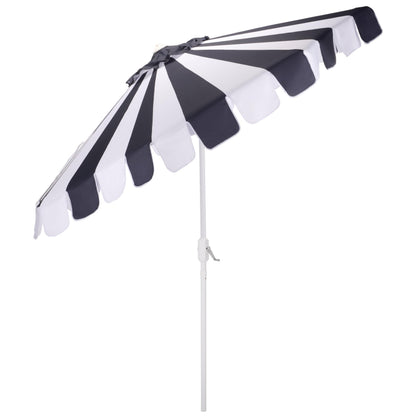 SAFAVIEH Outdoor Patio Furniture Collection – Meze 9 Ft Crank Patio Umbrella, Navy Stripe & White Pole, Market Umbrella with Crank Lift (PAT8023B)