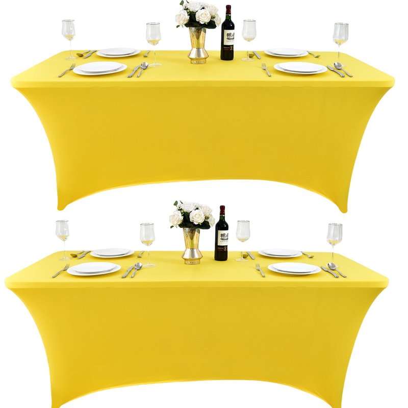 ZarzaaSik 10-Pack 4ft Spandex Table Covers for Rectangular Folding Tables - Wrinkle Resistant Stretch Tight Table Cloths - Fitted Table Protector for Parties, Trade Shows, Banquet, and Wedding