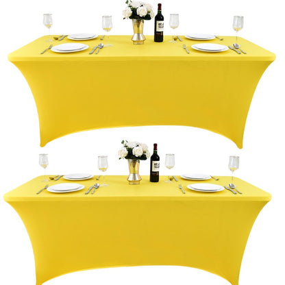ZarzaaSik 2-Pack 4ft Spandex Table Covers for Rectangular Folding Tables - Wrinkle Resistant Stretch Tight Table Cloths - Ultimate Fitted Table Protector for Parties, Banquet, and Wedding