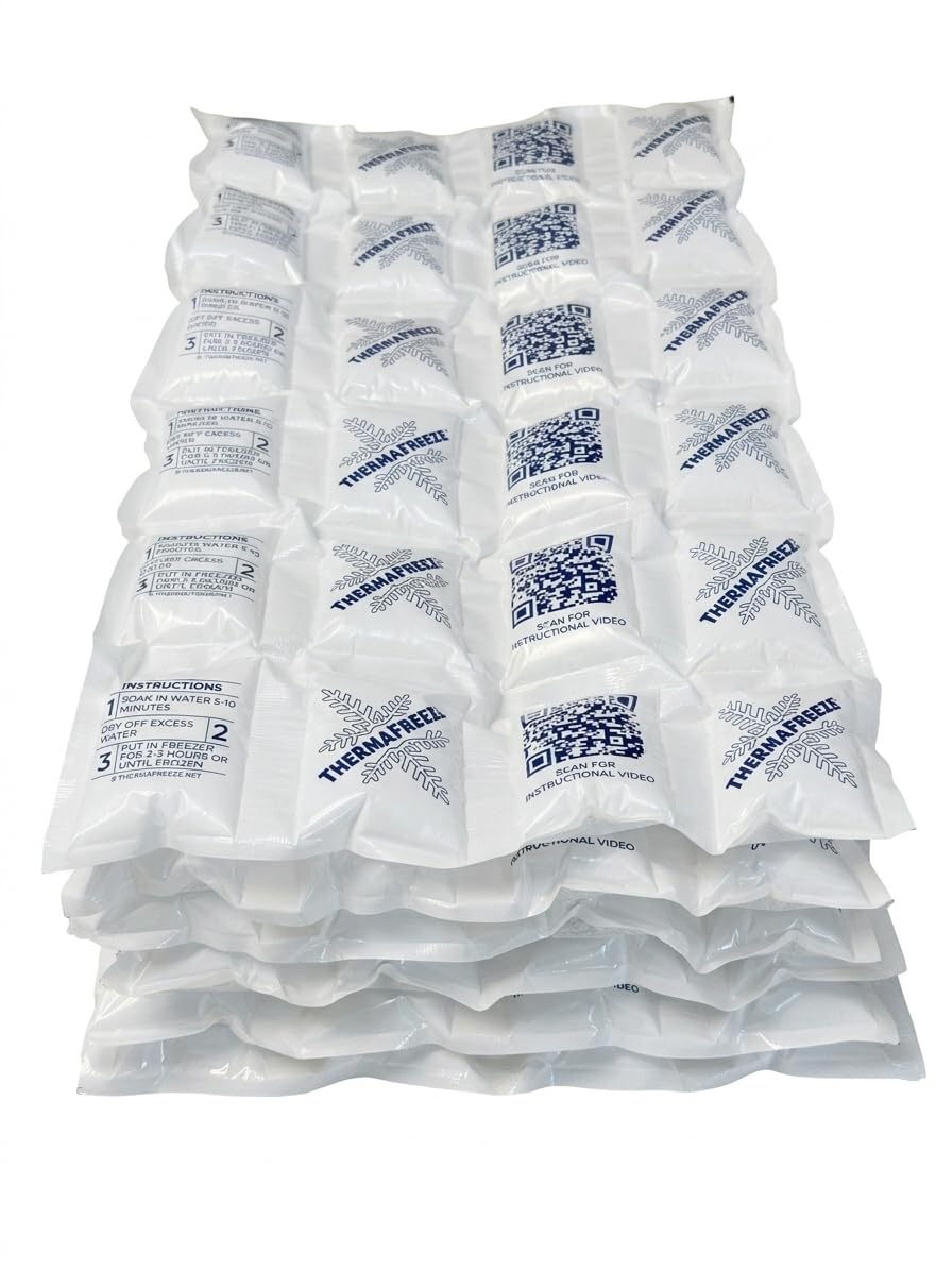 ThermaFreeze Bulk Ice Sheets: 600-Count Dry Flat Packs for Cold Shipping; Long-Lasting Packs: Keep Cardboard Boxes, Coolers, Lunchboxes Cool - Reusable Flexible Ice Blanket 9"x16.5" 600 ct