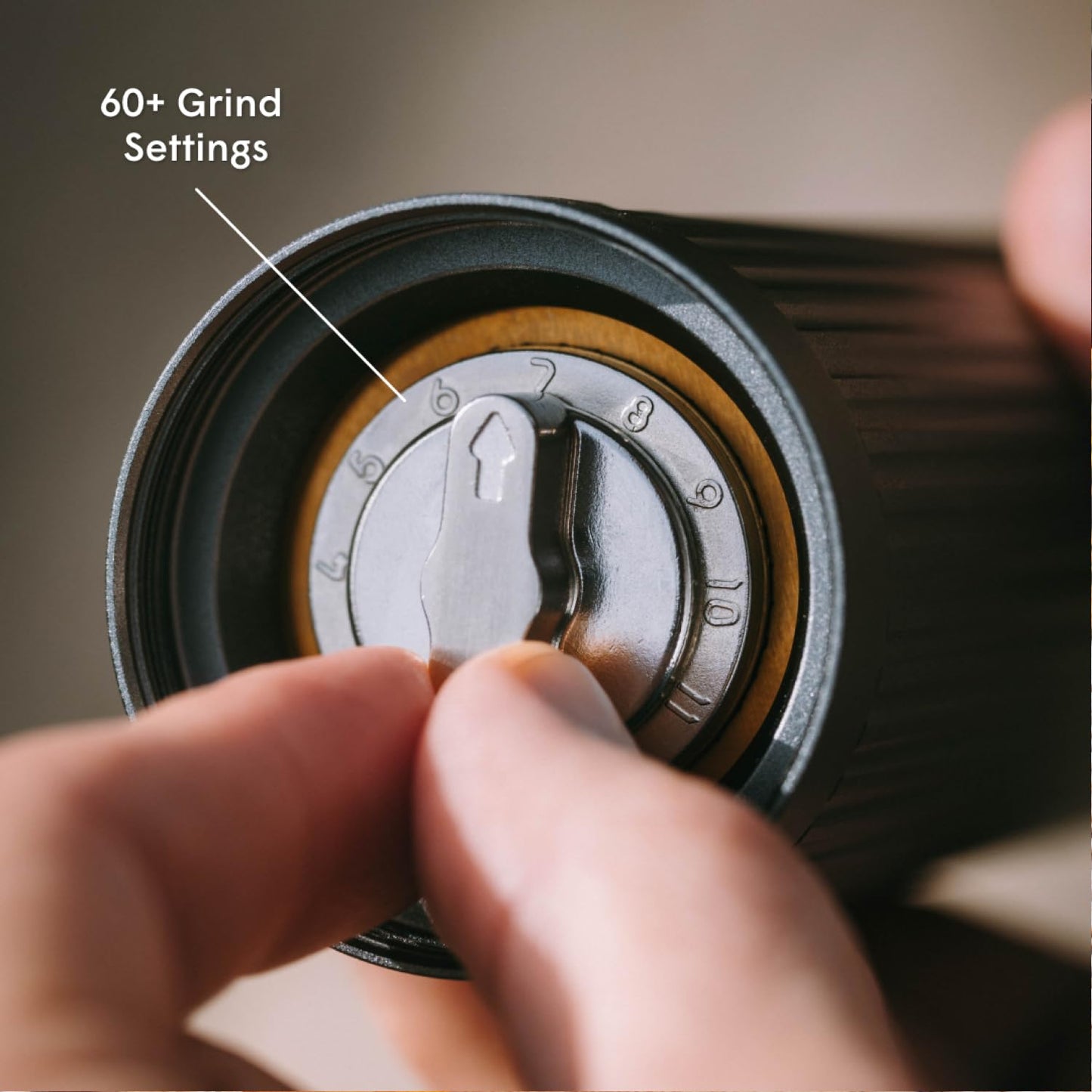 AeroPress Manual Coffee Grinder – Portable Hand Burr Grinder with Titanium-Coated Conical Burrs, 60 Grind Settings, Compact Travel Coffee Bean Grinder for AeroPress, Espresso, French Press, Moka Pot
