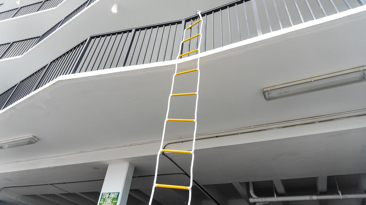 ISOP 3-Story Escape Ladder for Homes 25ft | Flame Resistant Rescue Rope Ladder with Hooks | Cetified Fire Escape Ladders for Third Story Windows | Weight Capacity up to 1500 Pounds