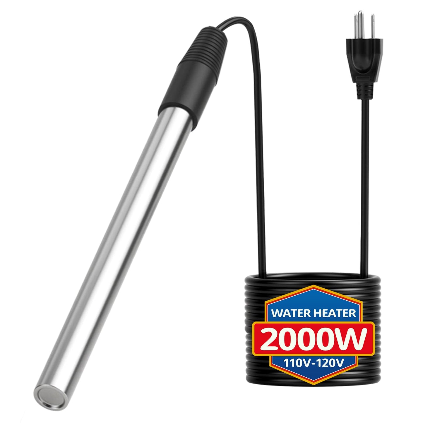 Immersion Water Heater for Bathtub, 2000W Portable Submersible Water Heater, Fast Heating Bathtub Water Heater for Small Above Ground Pool, Inflatable Hot Tub, Bucket, Stock Tank,Camping