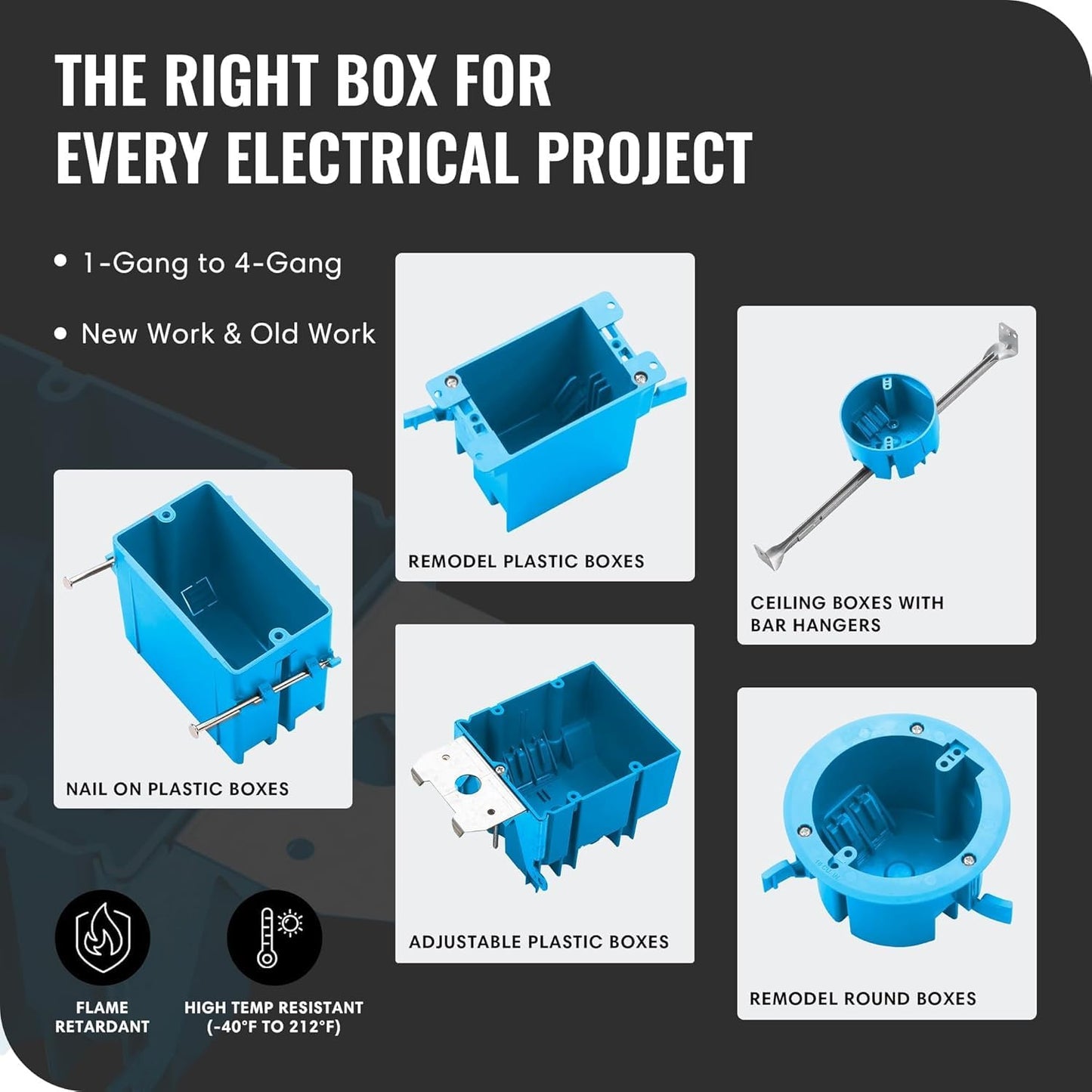 Select 12 Pack Adjustable Plastic Box 3-Gang PVC New Work Standard Switch/Outlet Wall Electrical Box 49 cu in