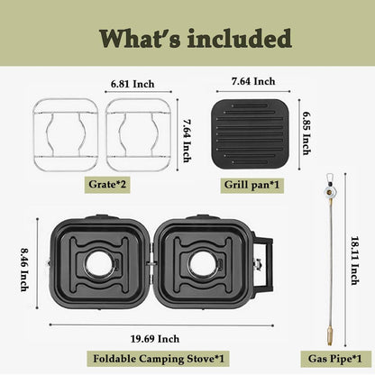 Naturehike 2 Burner Portable Stove for Camping, 16000 BTU Propane Gas Stove with Carry Bag, Small Folding Gas Grill, Adjustable Burners & Piezo Ignition for Outdoor Cooking, Patio, Emergency, Hiking