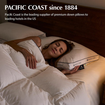 Pacific Coast Gusseted Pillows - Queen Size Set of 2 | Goose Feather & Down Luxury Bed Pillows for Side & Back Sleepers
