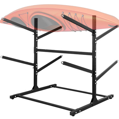 TPHUC Kayak Stand Freestanding Storage Rack for Kayak Canoe, Boat, Sup, Surfboard Bracket for Indoor, Outdoor, Garage, Shed, Dock with Lockable Wheel Wide Adjustable (4 Levels, Style 2)