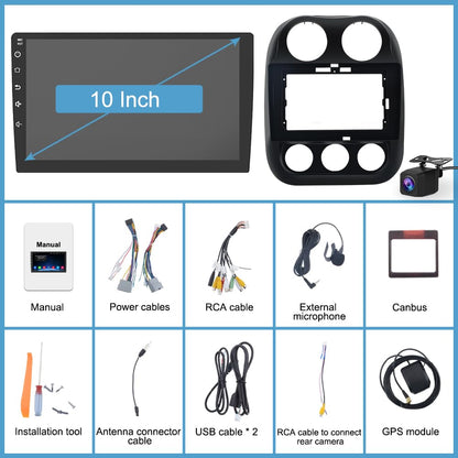 Junsun 4Core 64GB ROM Car Radio Stereo for Jeep Compass Patriot 2010-2016 10 inch Touch Screen with CarPlay Android Auto Bluetooth 5GWiFi GPS AHD Backup Camera